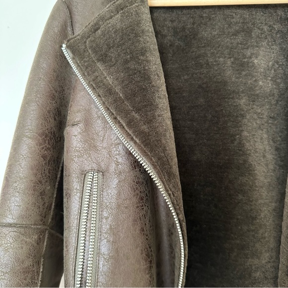 SOLD Shearling Brown/Green Leather Jacket - Picture 9 of 9